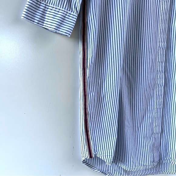 Sundry Striped Shirt Dress Embroidered Heart White Blue Size 1 - Small - Picture 9 of 12